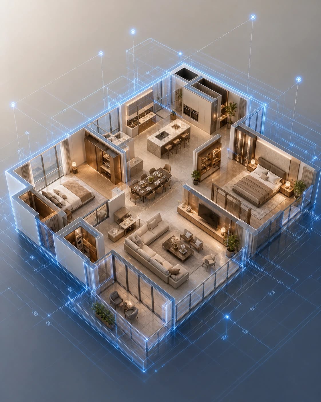 AI-generated 3D interior from a floor plan